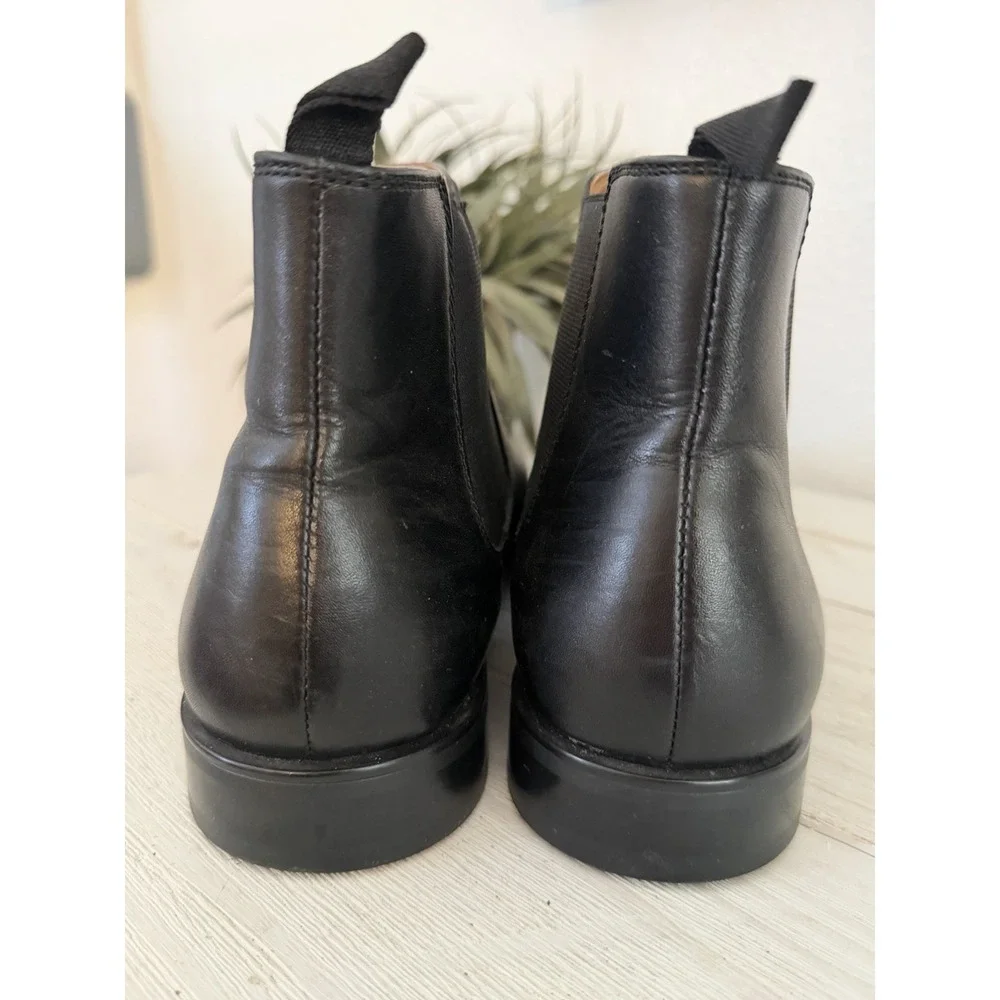 ALDO Mens Genuine Leather Ankle Boots Size 10.5 Black Pull On Classic Chelsea